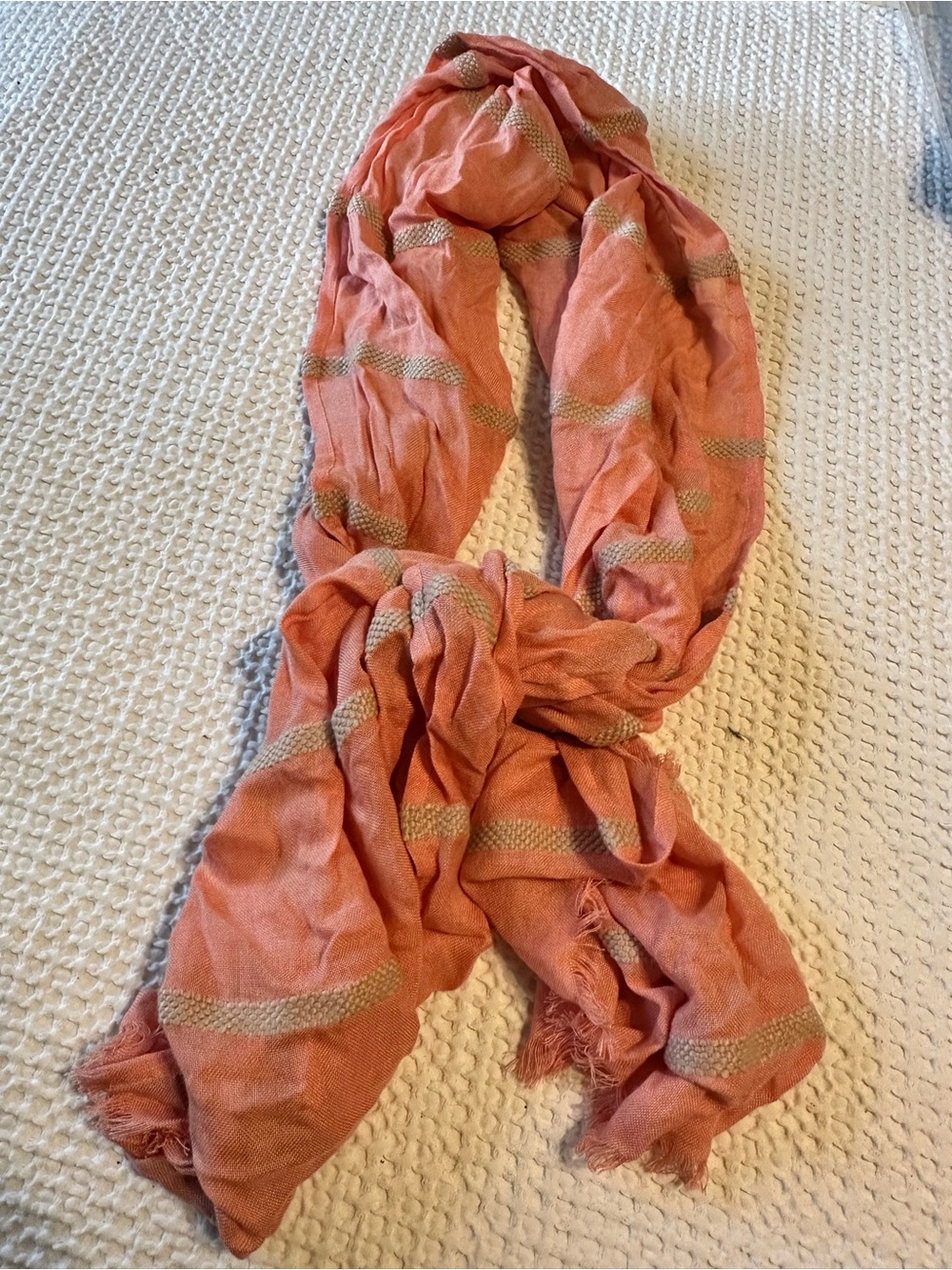Banana Republic Coral and Cream Lightweight Women's Scarf